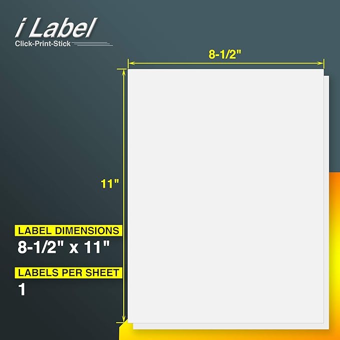 8.5" x 11" Full Sheet Label Sticker Paper for Laser & Inkjet Printers[500 Sheets,500 Labels]