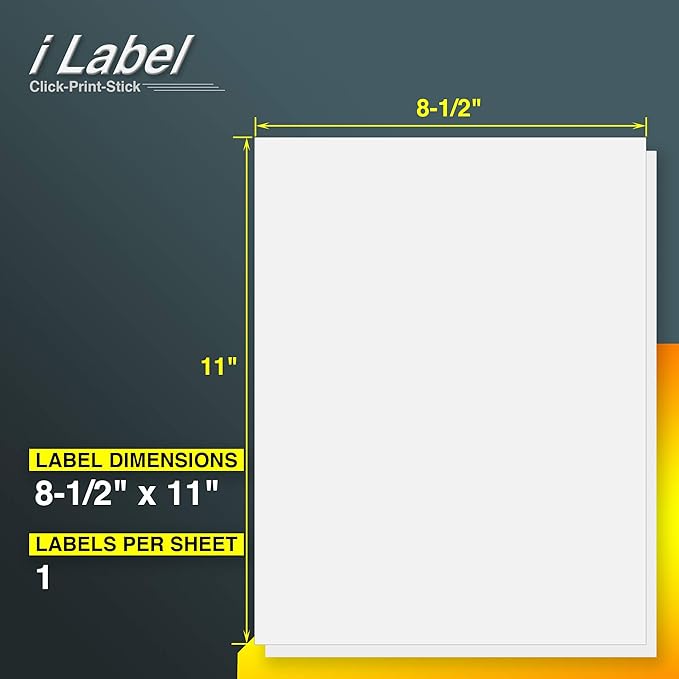 8.5" x 11" Full Sheet Label Sticker Paper for Laser & Inkjet Printers[600 Sheets,600 Labels]