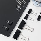 WORPSON 408 PCS Binder Clips Paper Clamps Assorted Sizes and Push Pins, Binding Paperwork Clamp Bulk, School Teachers Office Supplies (Black)