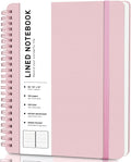 Lined Spiral Journal Notebook, B5 Spiral Notebook, 7.8''×10'' Journaling Notebooks for Work, School, Women, College Ruled Spiral Notebook, Hardcover Leather Notebook for Note Taking Business, Pink