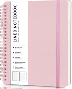 Lined Spiral Journal Notebook, B5 Spiral Notebook, 7.8''×10'' Journaling Notebooks for Work, School, Women, College Ruled Spiral Notebook, Hardcover Leather Notebook for Note Taking Business, Pink