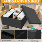 REAQUE 5 Pack Photo Storage Boxes for 4" x 6" Pictures, 3-Compartment Portable Photo Organizer Boxes with Lids, Craft Supply Container for Stickers, Scrapbooking, Stamps, Seeds, Memory Keepsakes