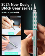 Nicpro Blocky Gear 2.0 mm Mechanical Pencils Set in Case, Metal Pencil with 6 Tubes 2mm Lead Refill (HB 2B 2H 4B 4H & Colors) Sharpeners, Eraser for Professional & Adult Art Writing Drafting Drawing