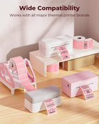 MUNBYN 2.25"x1.25" Thermal Sticker Labels, Pink Self-Adhesive Barcode Label Paper for Direct Thermal Printer and Business, Multi-Purpose Rectangle Address Shipping Mailing Stickers,1000 Sheets/Roll