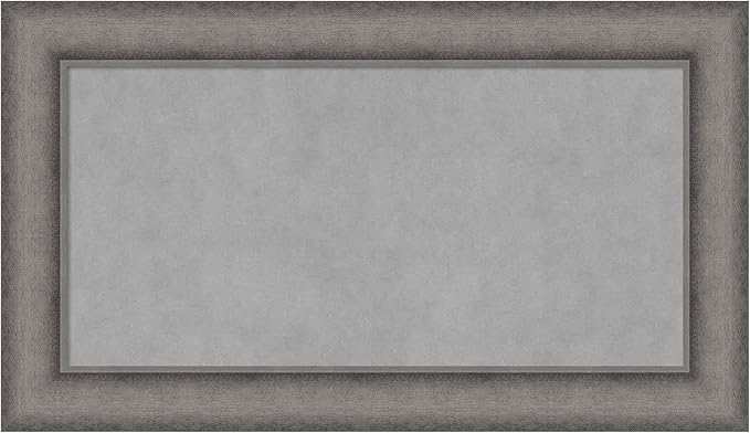 Amanti Art Grey Framed Magnetic Board 16x28 Small Vision Board for use with Magnets, 100% Metal Sheet to Display Items as Office Decor or for Home Organization in mudroom, Kitchen or Kids Room