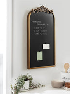 Kate and Laurel Arendahl Decorative Vintage Arch Chalkboard; 13 x 25; Gold; Framed Arched Ornate Magnetic Chalkboard for Unique Display; Decoration; and Organization