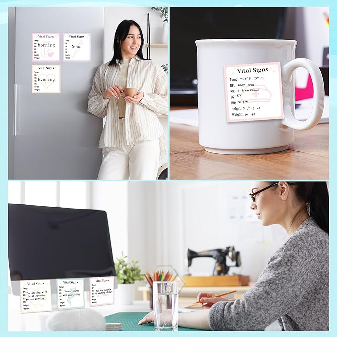 Lovarywow Vital Signs Sticky Notes Gifts, 9 Pack Vitals Notepad 3x3 Inch, Nurse Daily Monitoring Post Memo Pads, Patient Health Checklist Self-Stick Notes Office Hospital Supplies (450 Sheets)