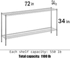 Regal Altair 14" Deep x 72" Wide x 34" Height Wire Shelving Kit | 2-Tier | NSF Commercial Storage Rack Unit