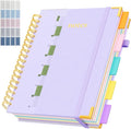 XYark Line Hardcover Spiral Notebook with Removable Dividers Tabs & Ruler, 5 Subject Notebook College Ruled, 300 Page, Large 8"x10" B5 Notebooks for Work School, Lined Journal for Women & Men, Light Purple