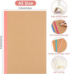 ALKALO 60 Pack Blank Notebook Journals Bulk, A5 Unlined Paper Composition Notebook, 8.3”x 5.5”, Kraft Cover with Rainbow Spines, 15 Colors 60 Pages for School Office Travel