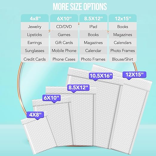Fuxury Bubble Mailers 12x15" White Padded Envelopes 40 Pack Large Bubble Mailer Strong Adhesion Padded Mailer,Self-Seal Envelope for Mailing Small Business,Magazine,Clothing