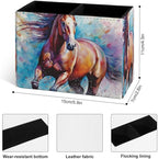 Famame Watercolor Horse Colorful Animal Pencil Holder for Desk, Leather Desktop Container Pen Cup Storage Study Table Pen Organizer Makeup Brushes Holder for Office Home