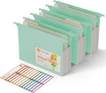 Extra Capacity Hanging File Folders, 3.15" Reinforced Wheat Straw Expanding Hanging Folder Letter Size, Heavy Duty for Filing Cabinets, File Organizer for Office & Home-Mint Green 3Pcs