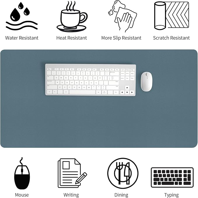 Bloss Light Blue Desk Mat 31.5x15.7, Desk Matt for Desktop, Waterproof Large Desk Mat, Computer Mat for Office/Home/Decor