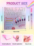EBANKU 12 Colors Nail Art Pens Kit 0.5MM Ultra-Fine Tip 3D Nail Polish Pens Quick-Dry Acrylic Paint Pens Nail Markers Dotting Tools for Home & Salon Manicure