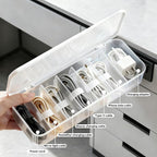 mioluo Cord Organizer Box with Lid, 7 Compartment Cable Management with 7 Wire Ties, Dustproof Cable Storage Box for Office & Home, Wire Hider for Computer Desk, Charger Cables, Power Cords (1pack)