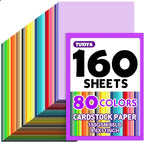 160 Sheets 8.5" X 11" Colored Cardstock, 80 Assorted Colors 180 GSM/65 LB Construction Paper Card Stock Printer Paper for Printing, Card Making, DIY Crafts, Kids School Supplies,Party Decorations