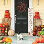 Hello Fall Porch Sign 47" Thanksgiving Day Wooden Door Sign Large Autumn Welcome Sign with Leaves Standing Front Door Decor for Home, Yard, and Fall Parties