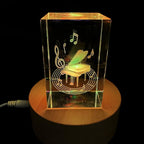XINDAM 3D Piano Paperweight Laser Etched in Crystal Glass Cube for Graduation Christmas Birthday Valentine's Day