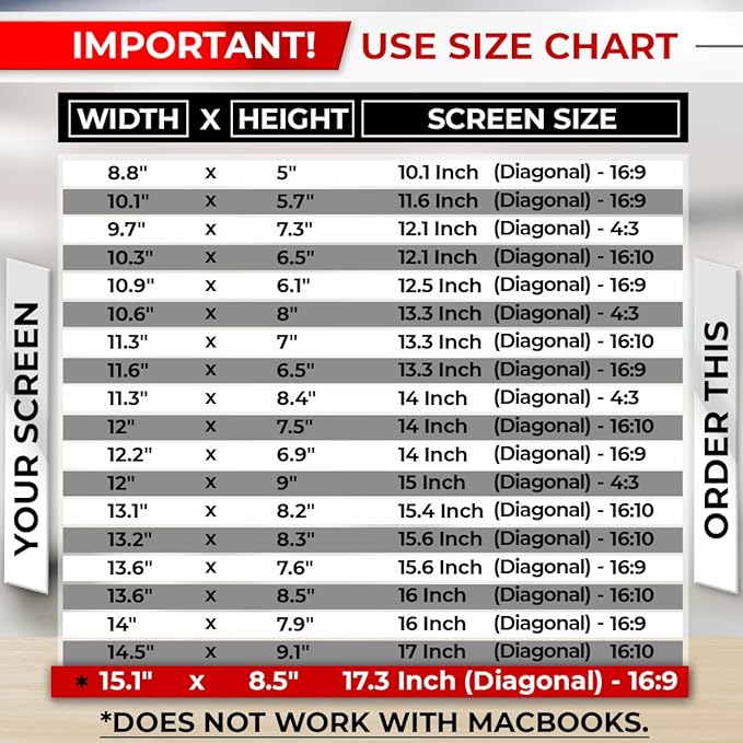 SightPro 17.3 Inch 16:9 Laptop Privacy Screen Filter - Computer Monitor Privacy Shield and Anti-Glare Protector