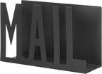 MyGift Mail Holder Organizer Countertop Modern Metal Black with Cutout MAIL Lettering Design, Office Desktop Envelope and Document Storage Rack