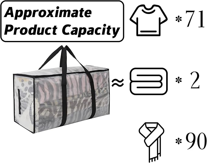 PWRSC Heavy Duty 93L (24.5 Gallon) Stackable Storage Bins with Fully Openable Lids, Moving Bags Heavy Duty, Clear Plastic Totes for Moving Storage, Home Organization, Closet, Dorm Room 10 pack