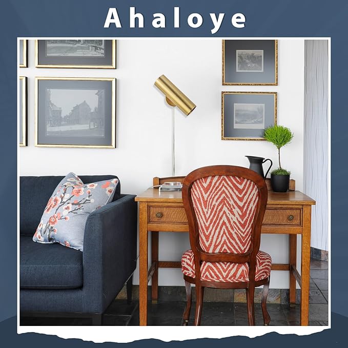 Ahaloye Gold Plug in Wall Sconce, Modern Swing Arms Wall Lamp with Cord Wall Light for Bedroom (Bulb Included)