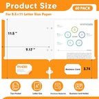 Two Pocket Portfolio Folders, PANDRI 60 Pack 3 Hole Punched 2 Pocket Folders for 3 Ring Binder, Letter Size Paper File Folder for School Office Home Business, Orange