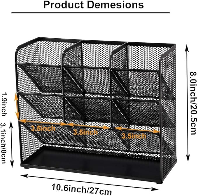 Marbrasse Mesh Desk Organizer, Multi-Functional Pen Holder, Desktop Stationary Organizer, Storage Rack for School Home Office Art Supplies (Mesh Pen Holder)