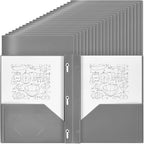 Lincia 100 Pcs Plastic Folders with Pockets and Prong Folders with Prongs 2 Pockets for Office, School for Students, Teachers, Office Workers(Gray)