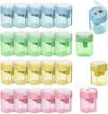 Small Pencil Sharpener for Kids, BOPART 24pcs Colored Pencil Sharpeners Manual Handheld Pencil Sharpener in Bulk for School Classroom Home Office, Dual Holes Sharpener Work on Crayon or Makeup Pencils
