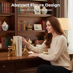 TYGKROF Decorative Bookends,Ceramic Statue Book Ends,Home Office Modern Bookends,Decor Aesthetic Reading Book Holders for Bookshelf,Bedroom Living Room Decoration Unique Bookends (Gold)