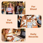 XYark Line Hardcover Spiral Notebook with Removable Dividers Tabs & Ruler, 5 Subject Notebook College Ruled, 300 Page, Large 8"x10" B5 Notebooks for Work School, Lined Journal for Women & Men, Light Purple