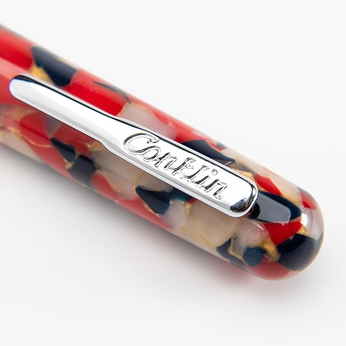 Conklin All American Fountain Pen in Old Glory – Broad Nib, Patriotic Red, White & Blue Design – Ideal Gift for Professionals & Pen Enthusiasts
