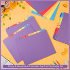 Noveread 1 Set 25 Alphabet File Dividers A-Z Tab Letter Size 1/5 Cut Tab Positions Alphabetical Number File Folder Organizer Guides Cabinet and Desk Dividers for School Office (Modern Colors)