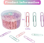 Nustartain Macaron Colored Jumbo Paper Clips, 300pcs 2 Inch (50 mm) Large Paper Clip Paperclips Big Clips for Paperwork Ideal for Office, School and Home Use