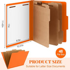 Skyygemm 48 Pcs Classification Folders Letter Size, 3 Divider Pressboard File Folder with Fasteners, Expanding File Organizer Bulk for School Teachers, Office Employee, Coworker, Staff (Orange)
