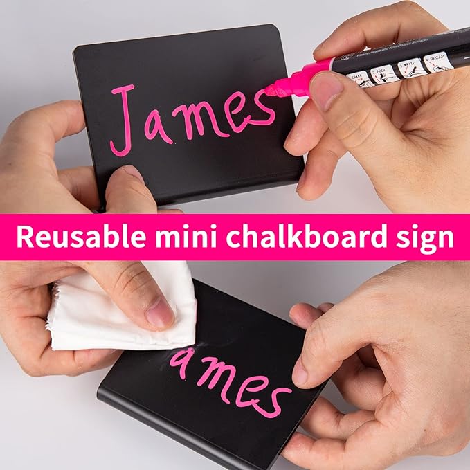 20 Pack Acrylic Mini Chalkboard Sign for Food, AITEE Black Mini Tabletop Chalkboard Signs, Small Buffet Chalkboards Signs for Bakery, Birthday Parties, Message Board Signs, Buffet, Weddings and Retail
