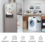 MoKo Magnetic Dry Erase Marker Holder, Widen Magnetic Marker Pen Storage for Whiteboard, Refrigerator, Locker, Laundry Storage Basket Lint Holder Bin for Dryer, Washing Machine, Black