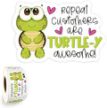 Bttwkco Cute Turtle Stickers, Repeat Customers Are The Best, 500pcs Roll, Green, Cartoon Style, Waterproof, Coated Paper, Stickers
