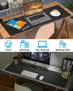 Extra Large Desk mat, Leather Desk Pad Protector,Office Desk Mat,Mouse Pad, Non-Slip Desk Blotter, Laptop Desk Pad, Waterproof Desk Writing Pad for Office&Home (Black, 55" x 17")