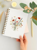 BitKan Wildflower Floral Spiral Notebook, Rustic Botanical Flower Journal, Cottagecore Colorful Floral Journal for Women, Preppy Bow Flower Aesthetic Notebook 5.5x8.3 Inch-372