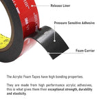CANOPUS Double Sided Tape, 5952 Heavy Duty Mounting Tape, Strong Bond & Weatherproof Seal Strip for Automotive Mounting, Picture and Photo Frame, Poster, Craft, 1 in x 15 ft, Black, Made in USA