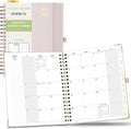 POPRUN Monthly Planner 2025-2026 Spiral Hardcover (8'' x 10''), 18 Months Calendar (Jul.2025 - Dec.2026) - 2 Pages per Month with Dotted Note Pages, Sunday Start, Laminated Tab - Light Pink