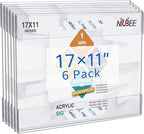 NIUBEE Acrylic Sign Holder 11 x 17 Horizontal Wall Mount Sign Holders Clear Acrylic Frame with Double Sided Tape Clear Poster Frames Plastic Sign Holder for Office, Home, Restaurant, Landscape, 6 Pack