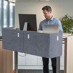 ERGO COLLECT Desk Privacy Panel,2PCS L-Shaped Clamp-On Office Desk Divider,2-in-1 Adjustable Acoustic Desktop Partition Or Under Desk Modesty Screen,for Office,Home,Felt (Grey, 39.4" x 15.7")