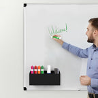 HBlife Magnetic Dry Erase Marker Holder for Whiteboard with 3 Compartments, Acrylic Wall Mount Magnet Pen Pencil Holder for Refrigerator, Locker Organizer Accessories for Classroom Office, Black