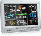 Weather Station Indoor Outdoor Thermometer Wireless, Home Atomic Clock with Large Constant Display, Inside Outside Temperature Humidity Monitor, Dew Heat Point, Barometer Grey