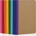 ZCZN Composition Notebooks Bulk, A5 Kraft Cover Lined Journals with Rainbow Spines for School, Business, Work and Daliy Use (24, 8 colors)