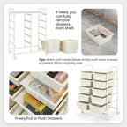 GLACER 10 Drawer Rolling Cart, Storage Cart with Lockable Whieels & Metal Frame, Trolley for Art Craft Oganizer, Mobile Utility Cart for Office, School, Classroom, Kitchen (Ivory Color)